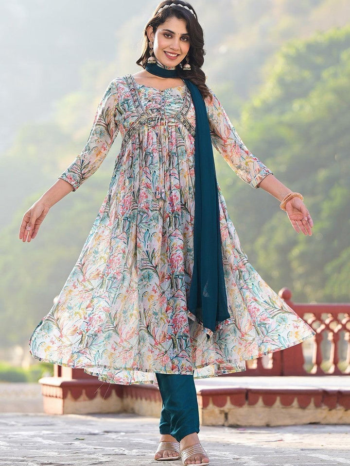 Sweet Multi-Color Digital Printed Georgette Readymade Pant Suit