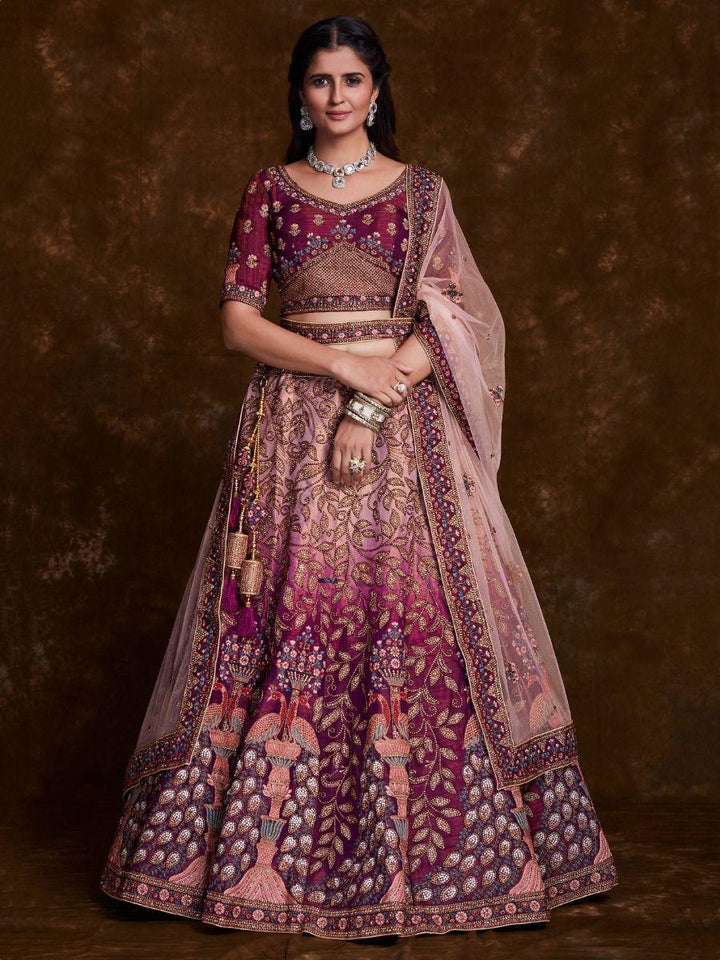 Delightful Burgundy Dori Work Art Silk Bridesmaid Lehenga Choli