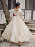 Admirable Off-White Multi Thread Work Cotton Festive Special Gown - Zeel Clothing