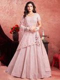 Adorable Baby Pink Sequins Work Net Engagement Wear Lehenga Choli - Zeel Clothing