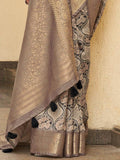 Adorable Beige Floral Printed Silk Sangeet Wear Saree With Blouse - Zeel Clothing