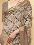 Adorable Beige Floral Printed Silk Sangeet Wear Saree With Blouse - Zeel Clothing