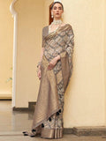 Adorable Beige Floral Printed Silk Sangeet Wear Saree With Blouse - Zeel Clothing