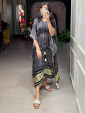 Adorable Black Bandhani Print Gaji Silk Event Wear Readymade Kaftan - Zeel Clothing