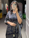 Adorable Black Bandhani Print Gaji Silk Event Wear Readymade Kaftan - Zeel Clothing