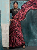 Adorable Black Digital Printed Crape Party Wear Saree With Blouse