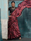 Adorable Black Digital Printed Crape Party Wear Saree With Blouse - Zeel Clothing