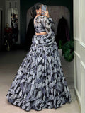 Adorable Black Digital Printed Silk Party Wear Lehenga Choli With Dupatta - Zeel Clothing