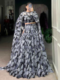 Adorable Black Digital Printed Silk Party Wear Lehenga Choli With Dupatta - Zeel Clothing