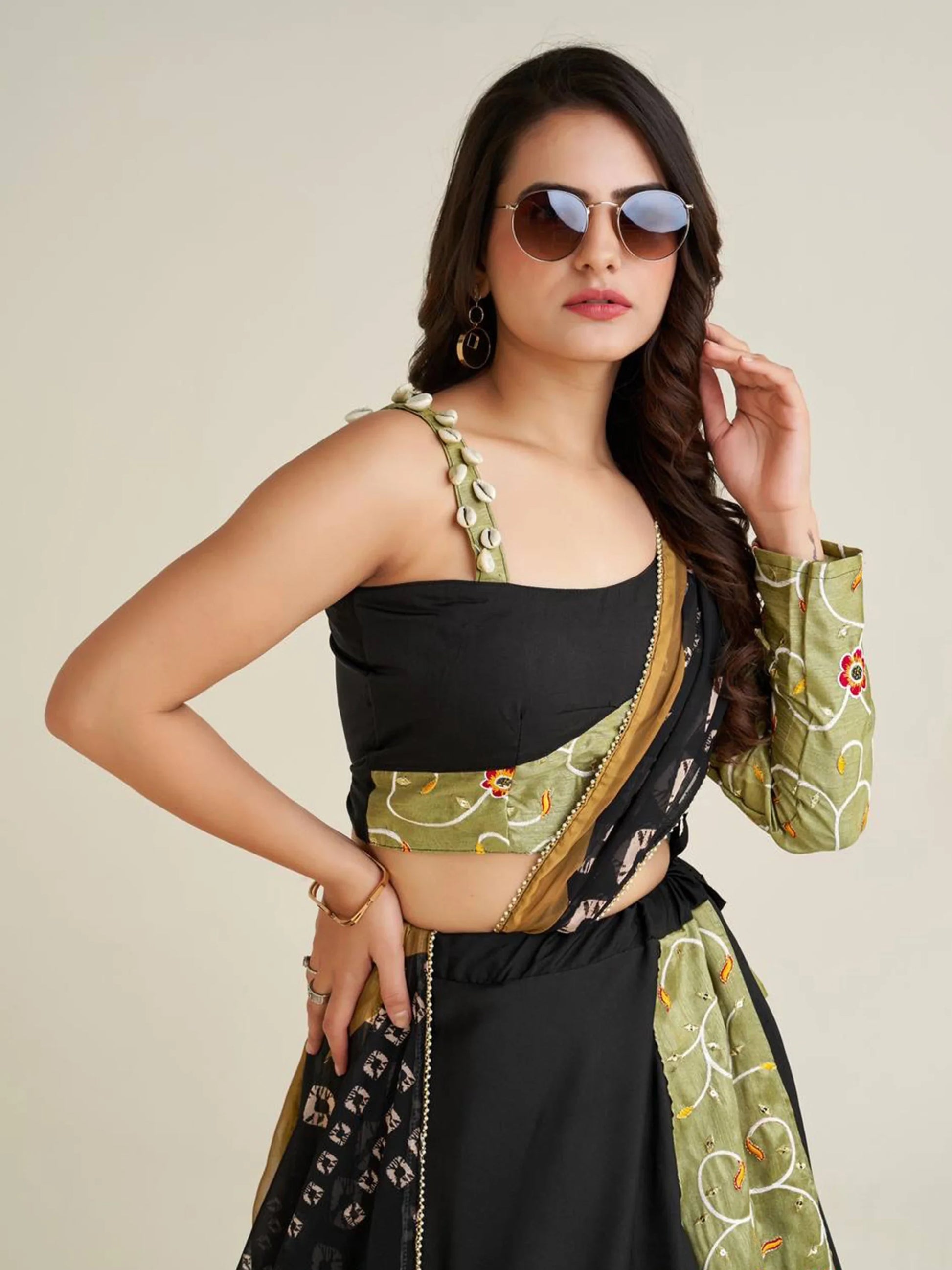 Adorable Black Printed Rayon Navratri Lehenga Choli With Dupatta - Zeel Clothing