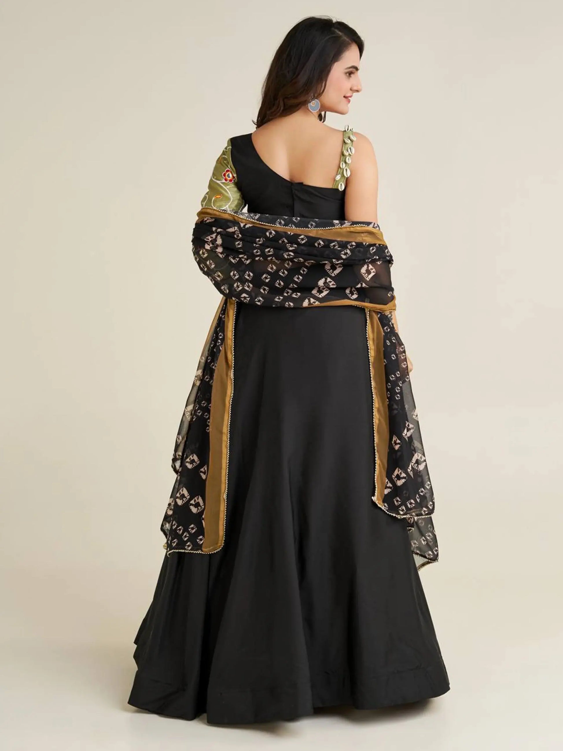 Adorable Black Printed Rayon Navratri Lehenga Choli With Dupatta - Zeel Clothing