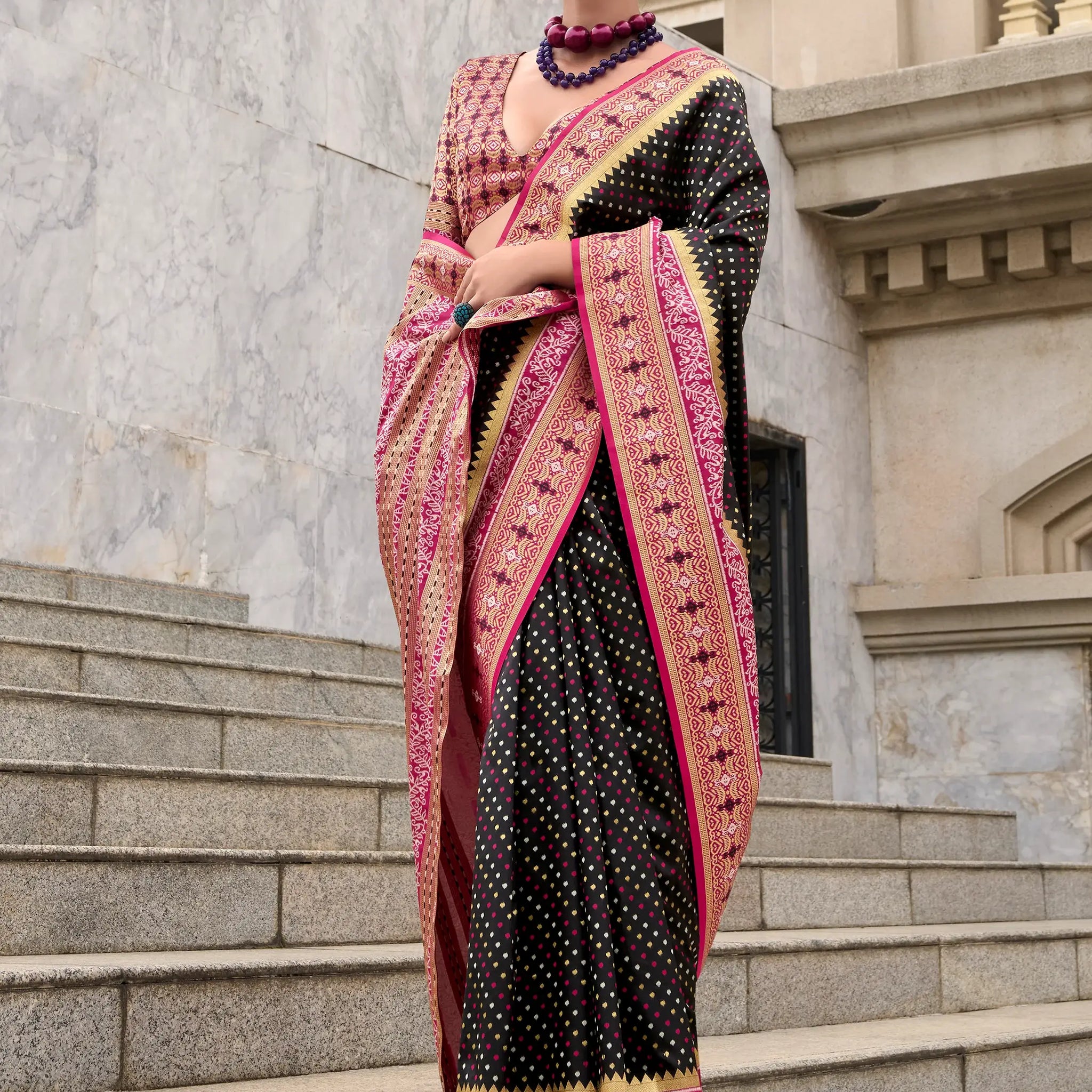 Adorable Black Weaving Banarasi Silk Traditional Saree With Blouse - Zeel Clothing