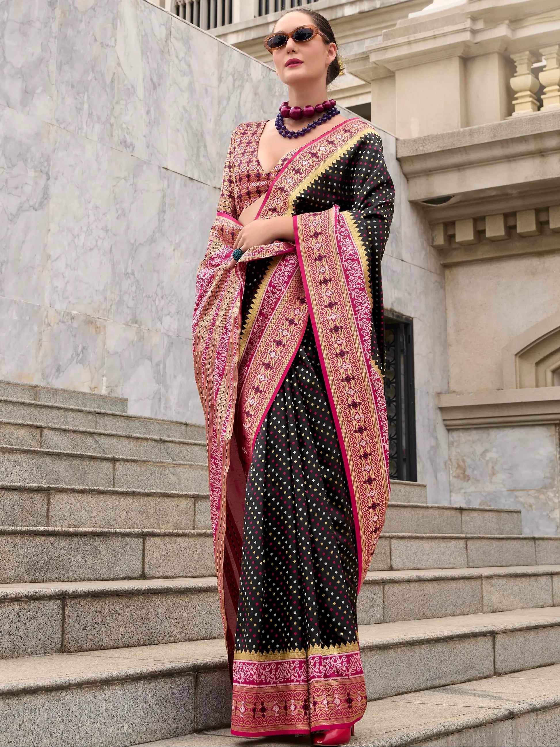 Adorable Black Weaving Banarasi Silk Traditional Saree With Blouse - Zeel Clothing