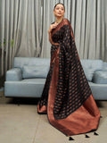 Adorable Black Woven Soft Silk Festival Wear Saree With Blouse - Zeel Clothing