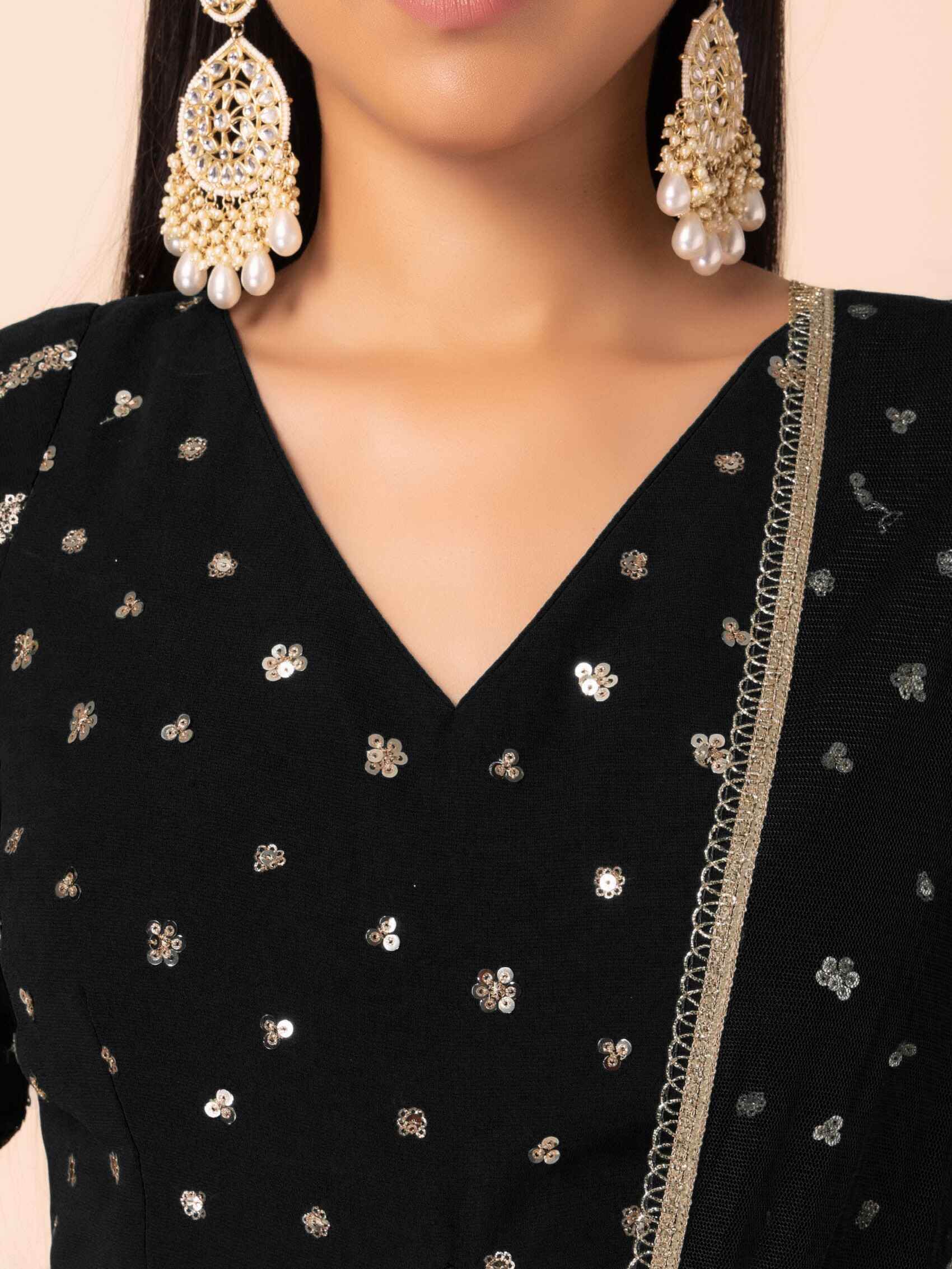 Adorable Black Zari Embroidered Georgette Event Wear Lehenga Choli - Zeel Clothing