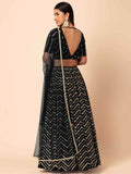 Adorable Black Zari Embroidered Georgette Event Wear Lehenga Choli - Zeel Clothing