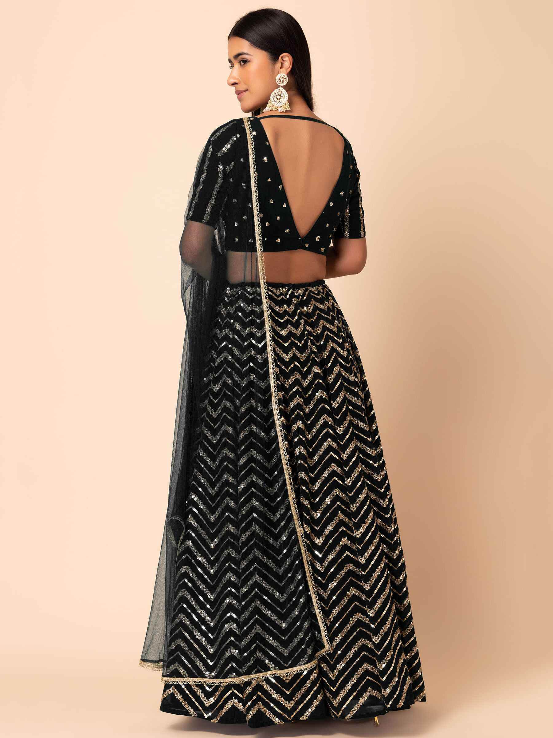 Adorable Black Zari Embroidered Georgette Event Wear Lehenga Choli - Zeel Clothing