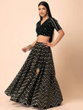 Adorable Black Zari Embroidered Georgette Event Wear Lehenga Choli