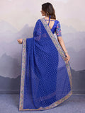 Adorable Blue Bandhani Printed Georgette Traditional Saree With Blouse - Zeel Clothing