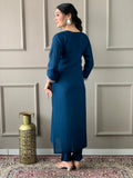 Adorable Blue Embroidered Chanderi Silk Pant Suit With Dupatta - Zeel Clothing