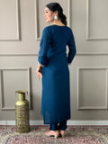 Adorable Blue Embroidered Chanderi Silk Pant Suit With Dupatta - Zeel Clothing