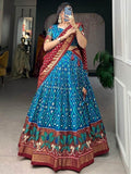 Adorable Blue Foil Printed Silk Traditional Wear Lehenga Choli - Zeel Clothing