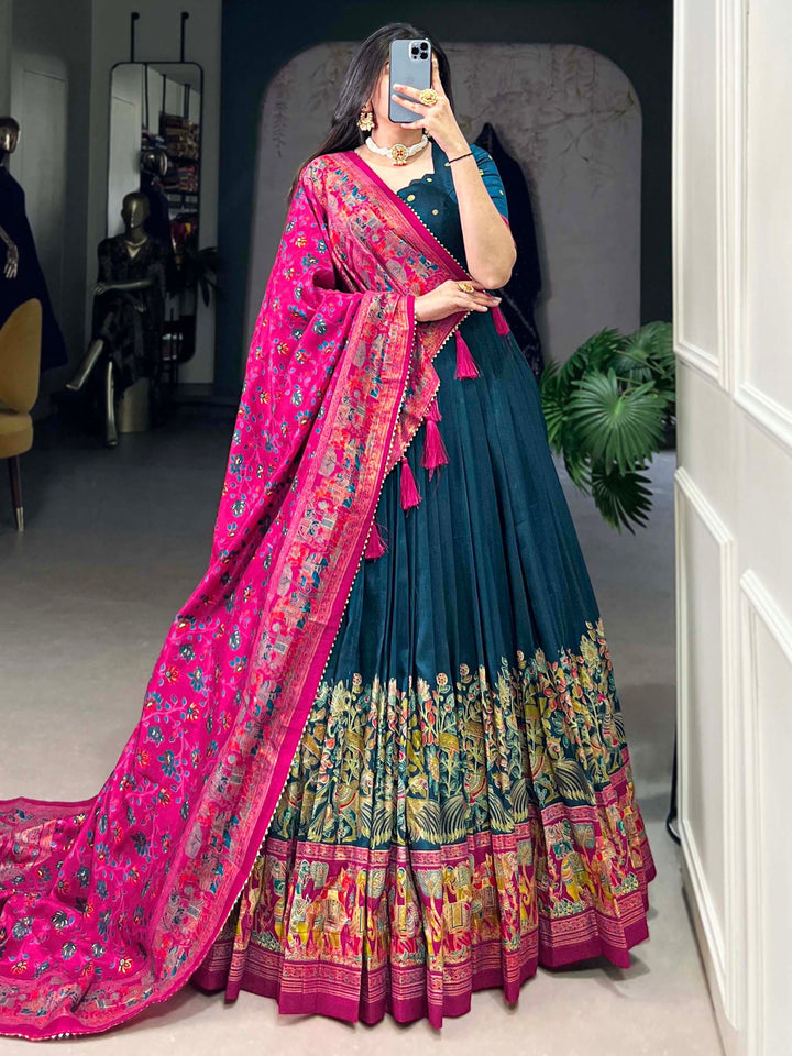 Adorable Blue Foil Work Tussar Silk Traditional Lehenga Choli - Zeel Clothing