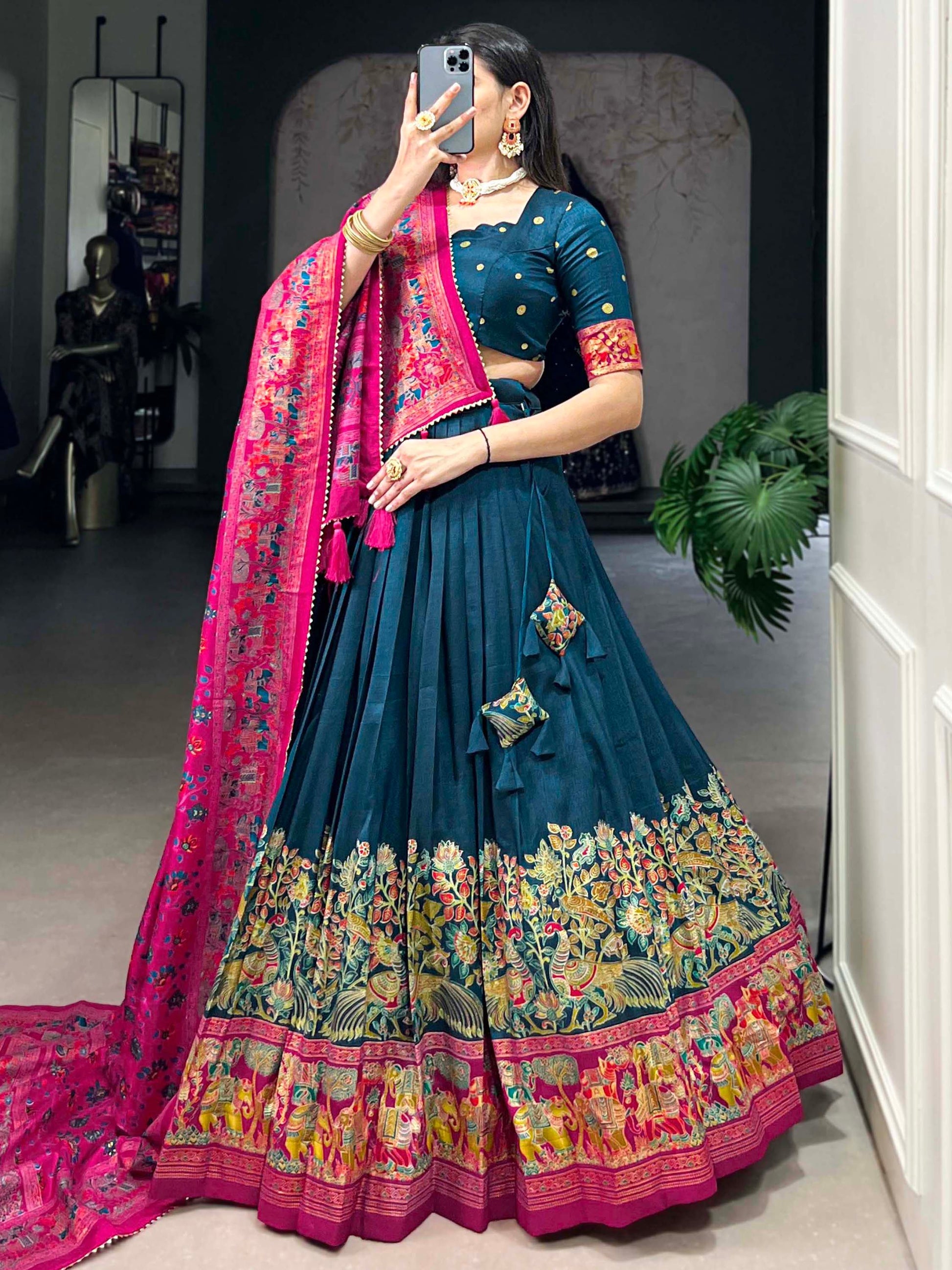 Adorable Blue Foil Work Tussar Silk Traditional Lehenga Choli - Zeel Clothing