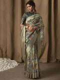 Adorable Blue Zari Weaving Jacquard Saree With Blouse - Zeel Clothing