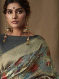 Adorable Blue Zari Weaving Jacquard Saree With Blouse - Zeel Clothing