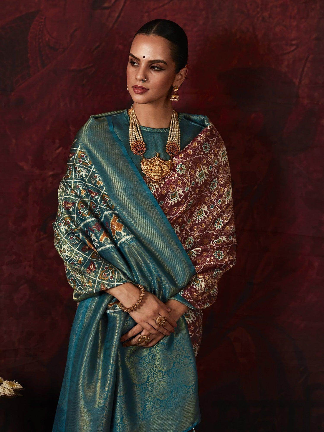 Adorable Brown Patola Printed Silk Traditional Saree With Blouse - Zeel Clothing