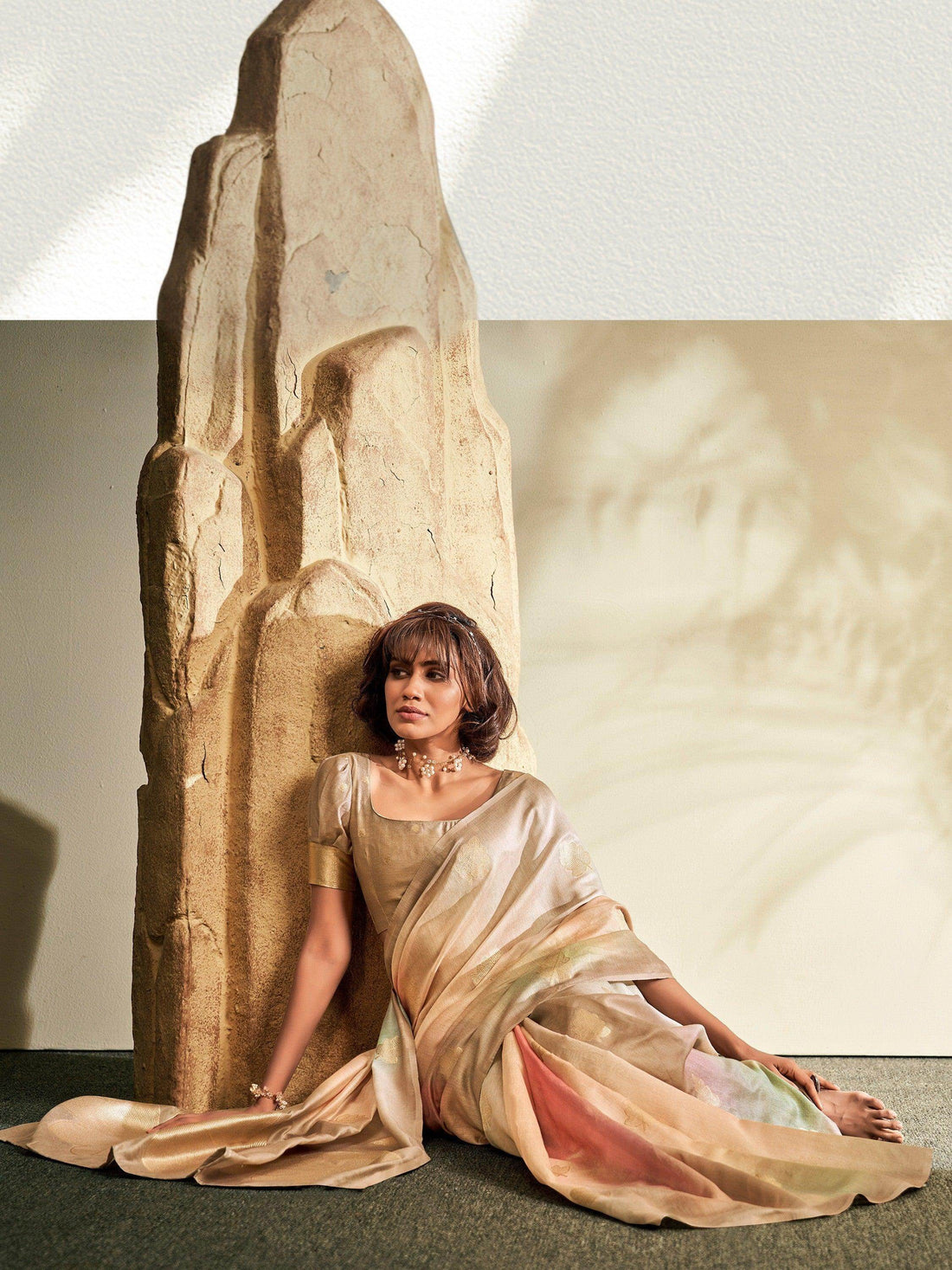 Adorable Brown Thread Work Silk Festive Saree Wear With Blouse - Zeel Clothing
