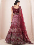 Adorable Burgundy Sequins Soft Net Wedding Wear Lehenga Choli - Zeel Clothing