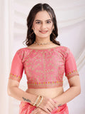 Adorable Coral Pink Bandhej Printed Silk Festive Wear Saree - Zeel Clothing