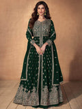 Adorable Dark Green Embroidered Georgette Lehenga Suit With Dupatta - Zeel Clothing