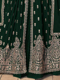Adorable Dark Green Embroidered Georgette Lehenga Suit With Dupatta - Zeel Clothing