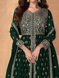 Adorable Dark Green Embroidered Georgette Lehenga Suit With Dupatta - Zeel Clothing