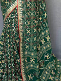 Adorable Dark Green Printed Georgette Wedding Wear Saree With Blouse - Zeel Clothing