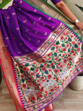 Adorable Dark Purple Pichwai Printed Silk Wedding Wear Saree With Blouse - Zeel Clothing