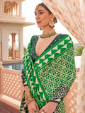 Adorable Green Digital Printed Silk Casual Wear Saree With Blouse - Zeel Clothing