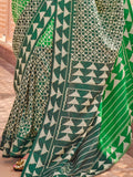 Adorable Green Digital Printed Silk Casual Wear Saree With Blouse - Zeel Clothing