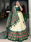 Adorable Green Patola Printed Tussar Silk Event Wear Lehenga Choli - Zeel Clothing