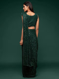 Adorable Green Sequins Georgette Party Wear Saree With Blouse - Zeel Clothing