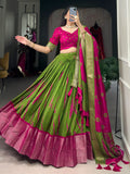 Adorable Green Shibori Printed Silk Lehenga Choli With Dupatta - Zeel Clothing