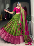 Adorable Green Shibori Printed Silk Lehenga Choli With Dupatta - Zeel Clothing