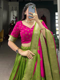 Adorable Green Shibori Printed Silk Lehenga Choli With Dupatta - Zeel Clothing