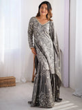 Adorable Grey Sequins Chinon Designer Sharara Suit With Dupatta - Zeel Clothing