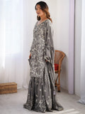 Adorable Grey Sequins Chinon Designer Sharara Suit With Dupatta - Zeel Clothing