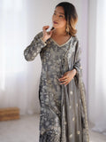 Adorable Grey Sequins Chinon Designer Sharara Suit With Dupatta - Zeel Clothing