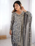 Adorable Grey Sequins Chinon Designer Sharara Suit With Dupatta - Zeel Clothing